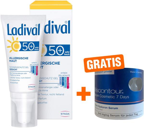 Ladival Allergische Haut Gesicht LSF 50+ 50 ml + gratis Viscontour Serum 7 Ampullen