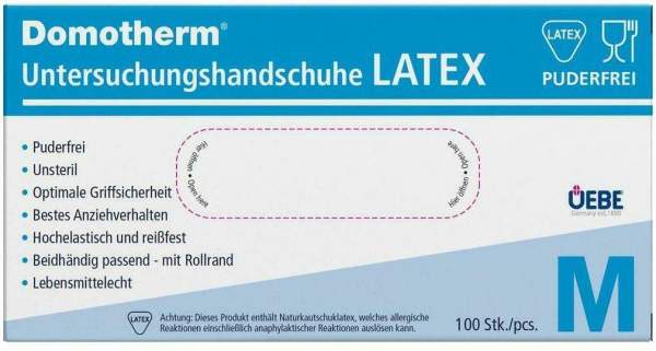 Domotherm Unt.Handschuhe Latex Unsteril Pf M Wei s