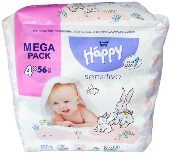 Bella Baby Happy Feuchttücher Sensitive 4 X 56 Tücher