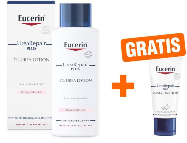 Eucerin UreaRepair Plus Lotion 5 % mit Duft 250 ml + gratis Euceri Handcreme 5% 30 ml
