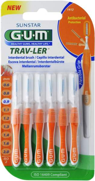Gum Trav-Ler 0,9 mm Kerze Orange 6 Interdental Zahnbürsten