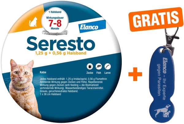 Seresto Halsband für Katzen 1 Stück + gratis Einkaufswagenlöser 1 Stück