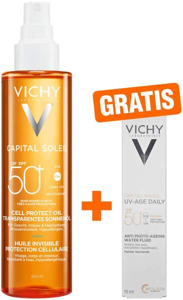 Vichy Capital Soleil Cell Protect Oil LSF 50 200 ml + gratis Capital Soleil UV-Age Daily LSF50+ 15 ml