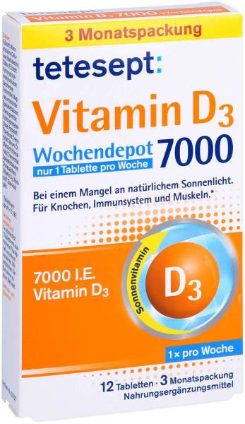 Tetesept Vitamin D3 7000 Wochendepot 12 Filmtabletten