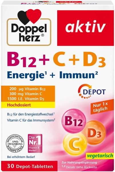 Doppelherz B12 + C + D3 Depot Aktiv 30 Tabletten