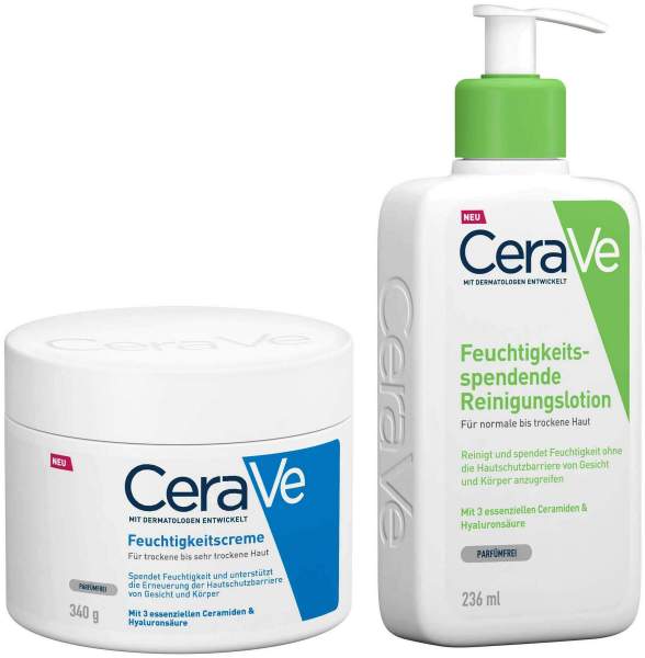 CeraVe Feuchtigkeitscreme 340 g + Feuchtigkeitsspendende Reinigungslotion 236 ml