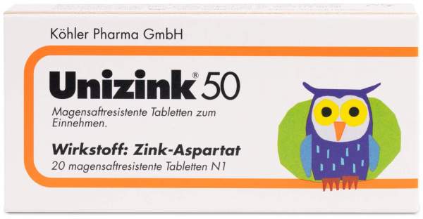 Unizink 50 magensaftresistente Tabletten 20 Stück