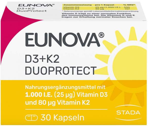 Eunova Duoprotect D3 + K2 1000 I.E. 30 Kapseln