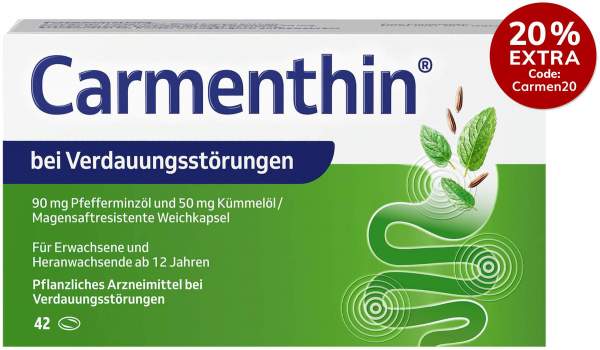 Carmenthin bei Verdauungsstörungen 42 magensaftresistente Weichkapseln