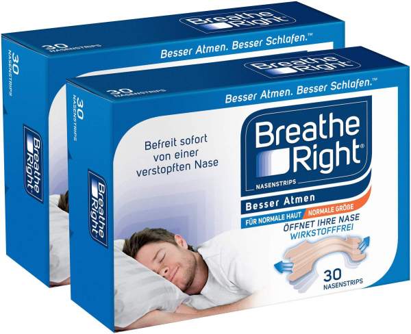 Besser Atmen Breathe Right Nasenpflaster normal beige 2 x 30 Stück