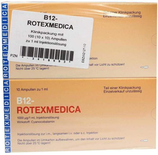 B12 Rotexmedica 100 X 1 ml Injektionslösung