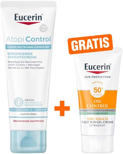 Eucerin AtopiControl Gesichtscreme 50 ml + gratis Eucerin Sun Gel-Creme Oil Control 20 ml