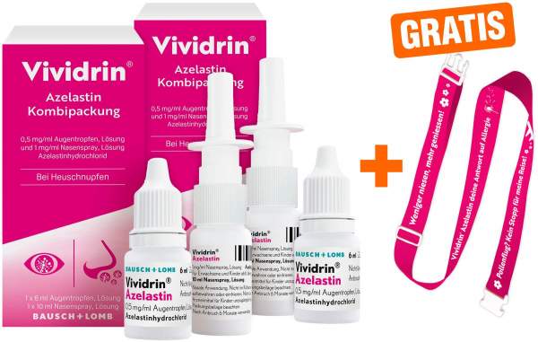 Vividrin Azelastin 2 x 1 Kombipackung + gratis Kofferband 1 Stück