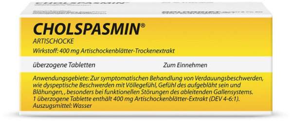 Cholspasmin Artischocke 30 überzogene Tabletten