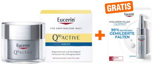 Eucerin Q10 Antifaltencr.Nacht + gratis Hyaluron Filler 7-Tage Serum-Konzentrat 3 Ampullen