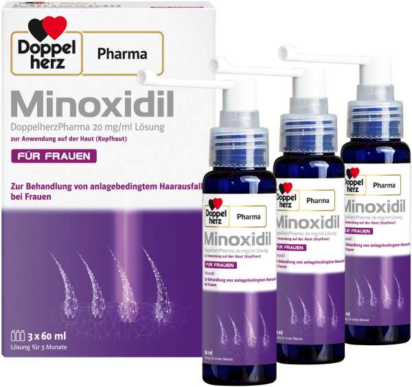 Minoxidil Doppelherz Pharma 20 mg je ml 3 x 60 ml Lösung für Frauen