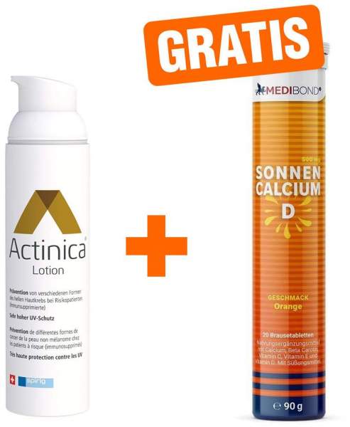 Actinica Lotion Dispenser 80 g + gratis Medibond Sonnencalcium D 20 Brausetabletten