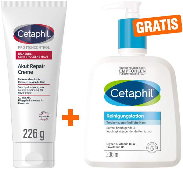 Cetaphil Pro Itch Control Akut Repair Creme 226 g + gratis Cetaphil Reinigungslotion 236 ml