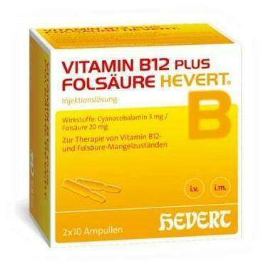 Vitamin B12 Folsäure Hevert Amp.-Paare 2 X 10 Ampullenpaare