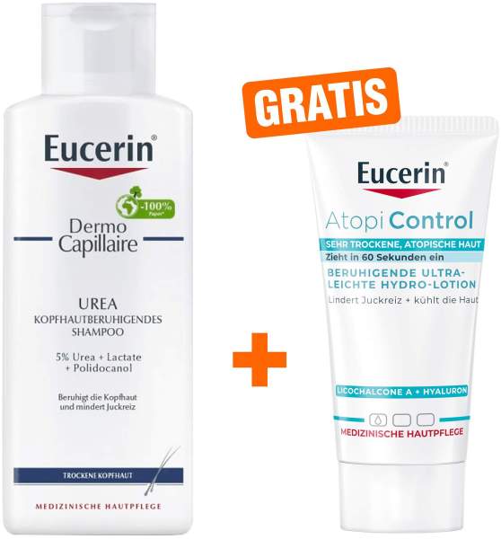 Eucerin Dermo Capillaire kopfhaut- beruh. Urea Shampoo 250 ml + gratis AtopiControl Hydro-Lotion 20 ml