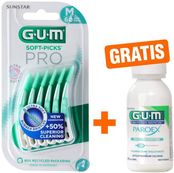 Gum Soft-Picks Pro medium 60 Stück + gratis Paroex 0,06 CHX Mundspülung 30 ml