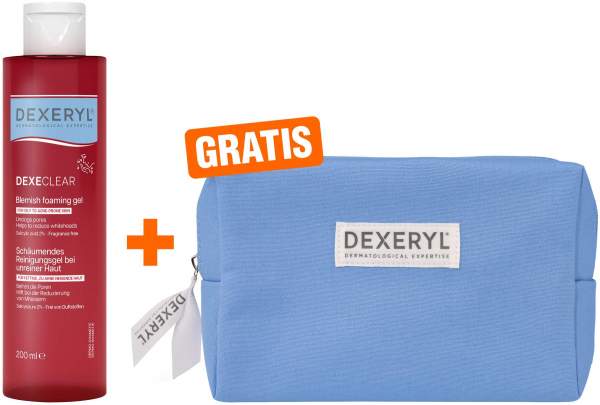 Dexeryl Dexeclear schäumendes Reinigungsgel 200 ml + gratis Kosmetiktasche 1 Stück