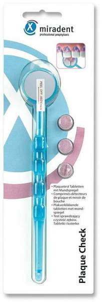 Miradent Plaque Check 3er Set + Spiegel Blau Transparent
