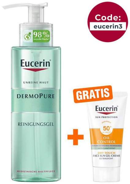Eucerin DermoPure Reinigungsgel 400 ml + gratis Sun Gel-Creme Oil Control 20 ml