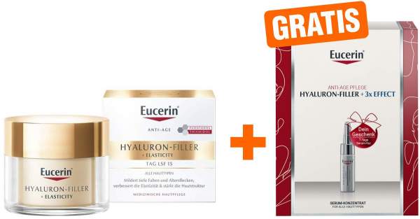 Eucerin Hyaluron Filler + Elasticity Tagespflege 50 ml Creme + gratis 7-Tage Serum-Kur 1 Ampulle