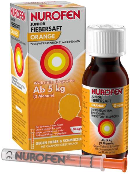 Nurofen Junior Fieber- &amp; Schmerzsaft Orange 20 mg je ml 150 ml