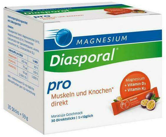 Magnesium Diasporal Pro Muskeln und Knochen direkt Direktgranulat 30 Sticks