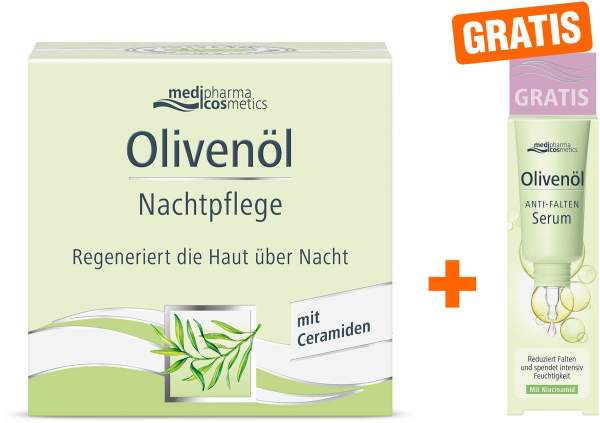 medipharma cosmetics Olivenöl Nachtpflege 50 ml + gratis Olivenöl Anti-Falten Serum 5 ml