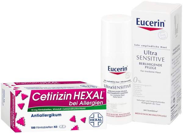Cetirizin Hexal 100 Filmtabletten + Eucerin UltraSensitive Creme 50 ml
