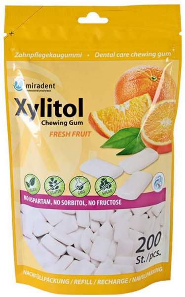 Miradent Xylitol Chewing Gum Refill Frucht 200 Stück