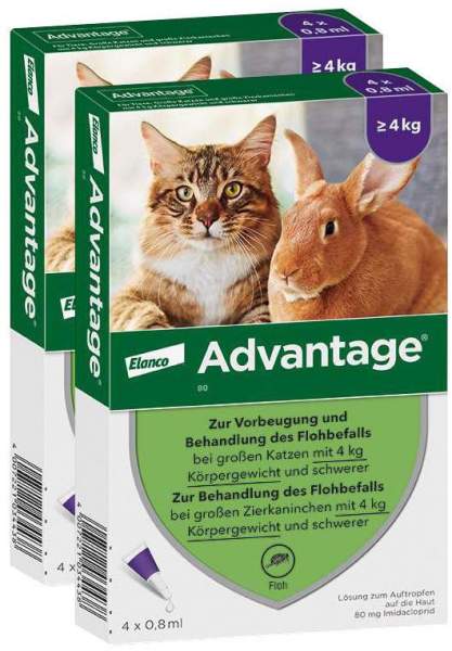 Advantage 80 mg für Katzen und Zierkaninchen über 4 kg 8 x 0,8 ml Lösung