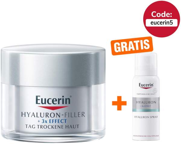 Eucerin Hyaluron Filler Tagespflege Trockene Haut 50 ml + gratis Hyaluron Spray 50 ml