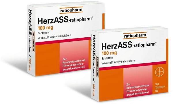 Herz ASS ratio 100 mg 2 x 100 Tabletten