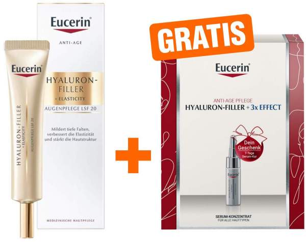 Eucerin Hyaluron Filler + Elasticity Augenpflege LSF15 15 ml + gratis 7-Tage Serum-Kur 1 Ampulle