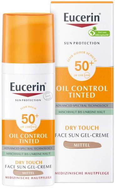 Eucerin Sun Oil Control Face Fluid Getönt (Mittel) LSF 50+ 50 ml