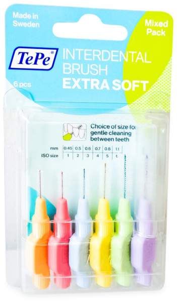 Tepe 6 Interdentalbürsten X-Weich Gemischt