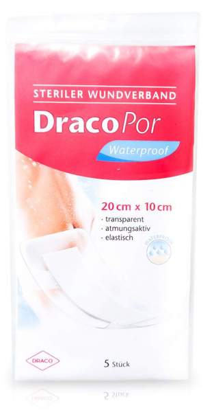 Dracopor Waterproof Wundverband Steril 20 X 10 cm 5 Stück
