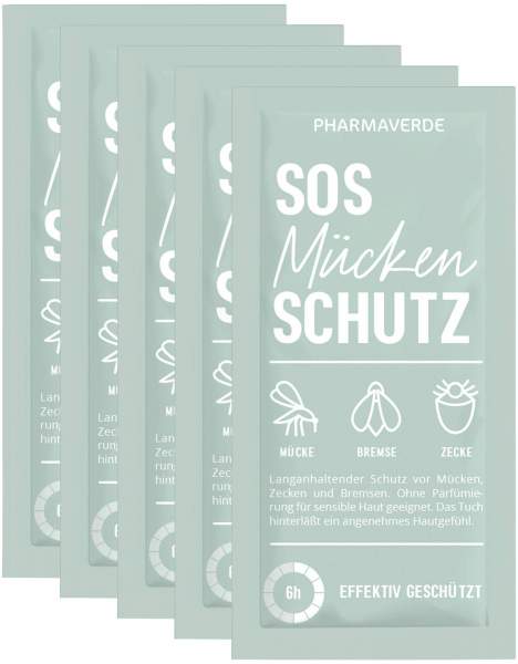 Pharmaverde SOS Mückenschutztuch 7 x 14 cm 5 Stück