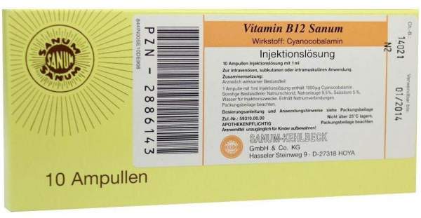 Vitamin B12 Sanum Injektionslösung 10 X 1 ml Injektionslösung