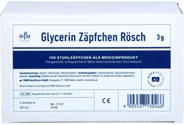 Glycerin Zäpfchen Rösch 3 g gegen Verstopfung 100