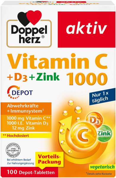 Doppelherz Aktiv Vitamin C 1000+d3+zink Depot 100 Tabletten
