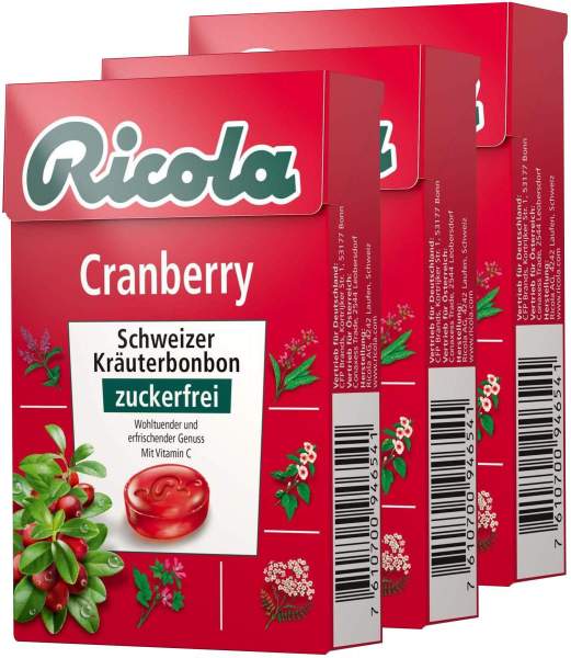 Ricola Box Cranberry zuckerfrei 3 x 50 g