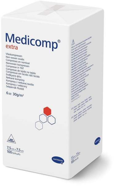 Medicomp Extra Kompressen 7,5 X 7,5 cm Unsteril 100 Stück