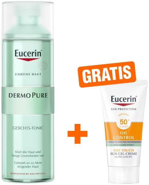 Eucerin DermoPure Gesichts-Tonic 200 ml Tonikum + gratis Sun Gel-Creme 50+ 20 ml Gesicht