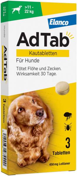 AdTab 450 mg für große Hunde (11-22 kg) 3 Kautabletten