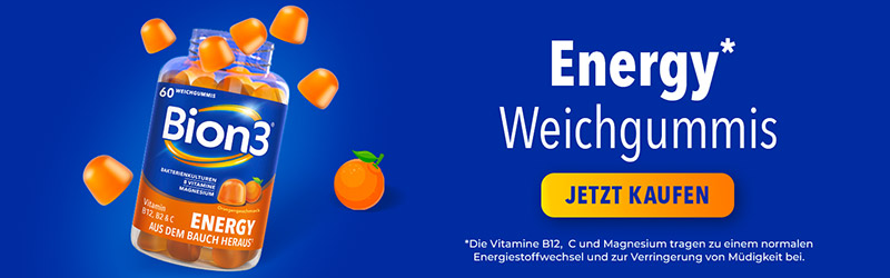 Bion3 Energy Weichgummis Banner, Abbildung der Packung, Jetzt kaufen